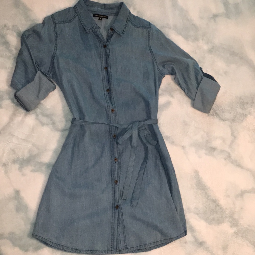 Denim mini (shirt) dress